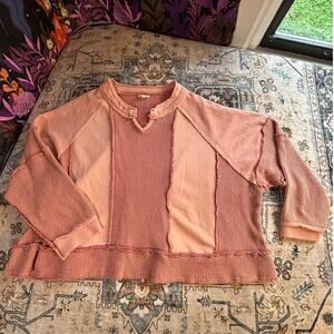 POL Women's Sweater Top Waffle Knit Boho Shrug FP Top Size Small 100% Cotton